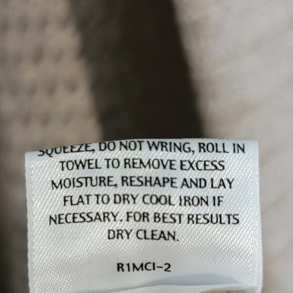 Eileen Fisher Open Weave Shawl Collar Cardigan Oatmeal Large - Picture 5 of 5